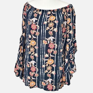 Fever Bohemian Navy‎ Floral Blouse